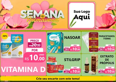 Modelo de Encarte para Encarte A4 Horizontal com o tema Semana da Primavera para Farmácia