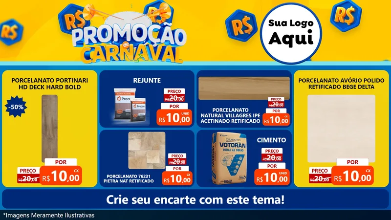 Modelo de TV para TV Horizontal com o tema Promoção de Carnaval para Pisos e revestimentos