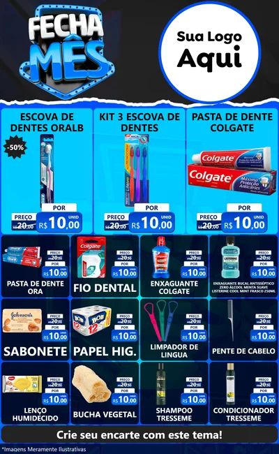 Modelo de Encarte para Encarte Grande com o tema Fecha Mês para Higiene Pessoal