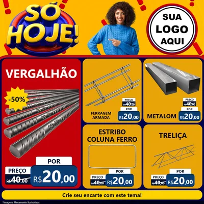 Modelo de Rede Social para Feed Facebook com o tema Só Hoje! para Ferragens