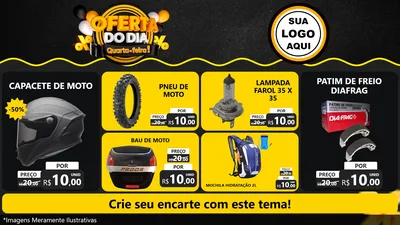Modelo de TV para TV Horizontal com o tema Oferta do Dia - Quarta Feira! para Moto peças
