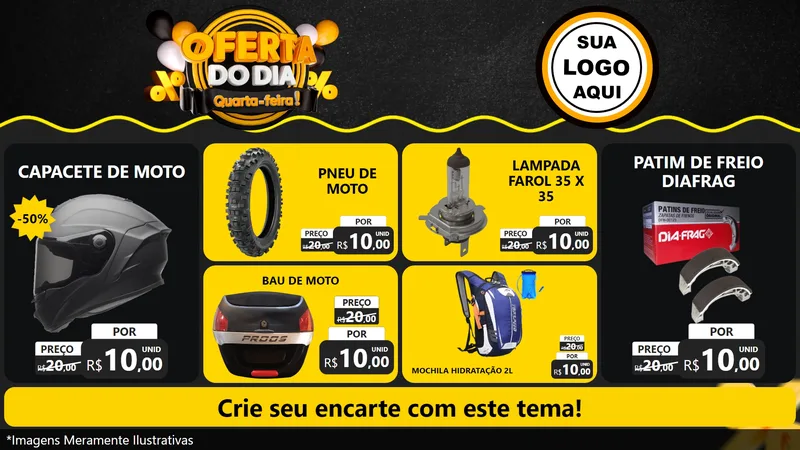 Modelo de TV para TV Horizontal com o tema Oferta do Dia - Quarta Feira! para Moto peças
