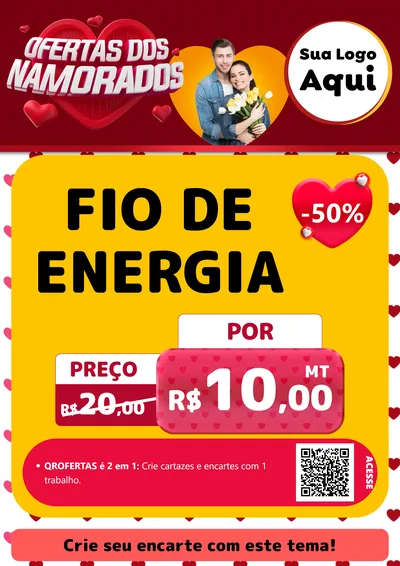 Modelo de Cartaz para Cartaz A4 Vertical com o tema Ofertas Dos Namorados para Materiais Elétricos