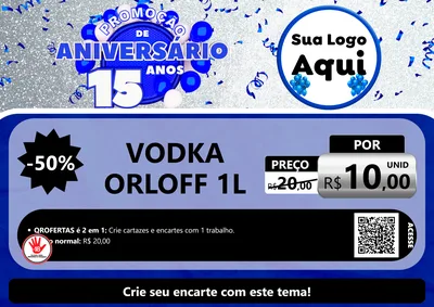 Modelo de Cartaz para Cartaz A4 Horizontal com o tema Promoção de Aniversário - 15 Anos para Distribuidora de bebidas