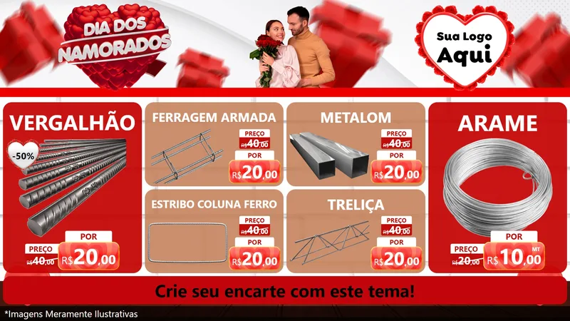 Modelo de TV para TV Horizontal com o tema Dia dos Namorados para Ferragens