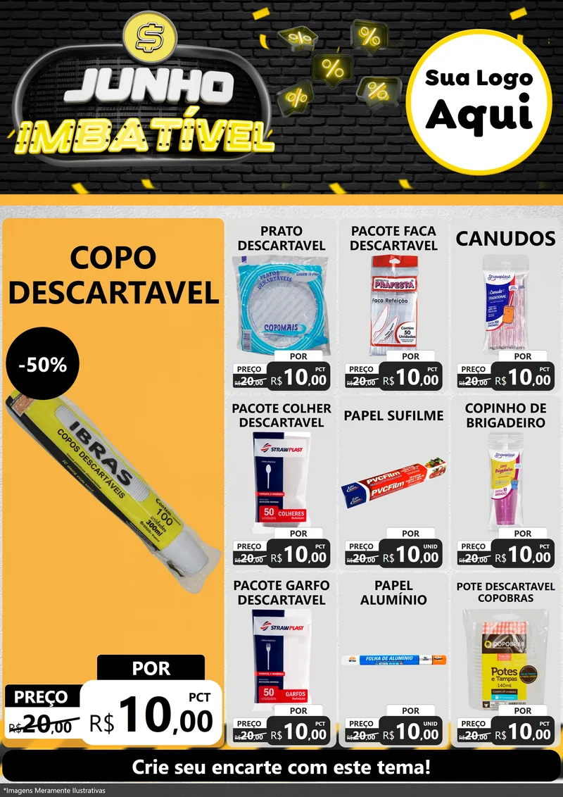 Modelo de Encarte para Encarte A4 Vertical com o tema Junho Imbatível para Embalagens