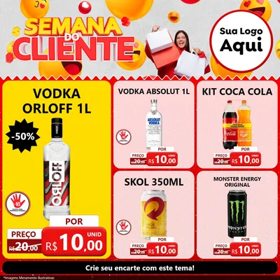 Modelo de Rede Social para Feed Facebook com o tema Semana do Cliente para Distribuidora de bebidas