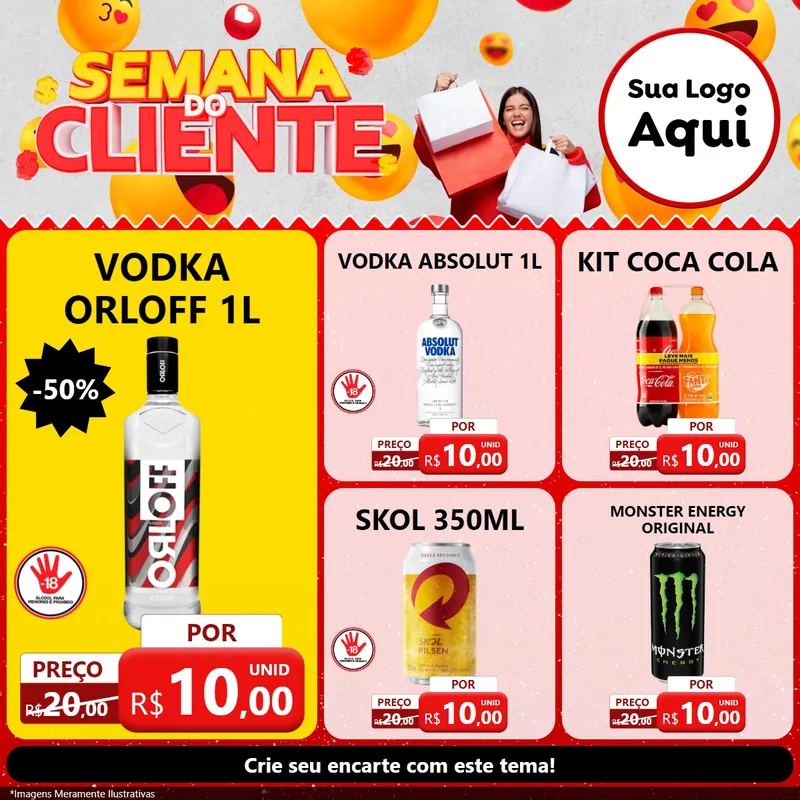 Modelo de Rede Social para Feed Facebook com o tema Semana do Cliente para Distribuidora de bebidas