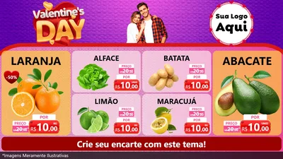 Modelo de TV para TV Horizontal com o tema Valentine's Day para Hortifrúti