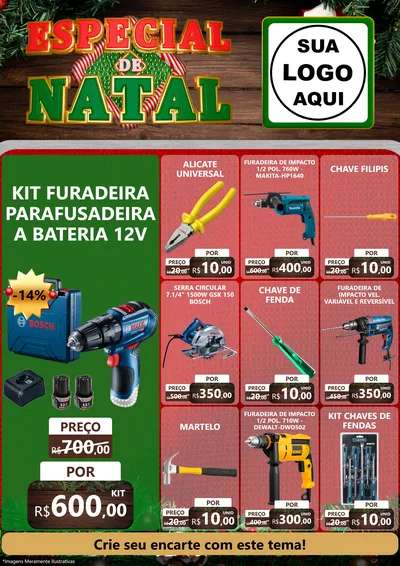 Modelo de Encarte para Encarte A4 Vertical com o tema Especial de Natal para Maquinas e Ferramentas