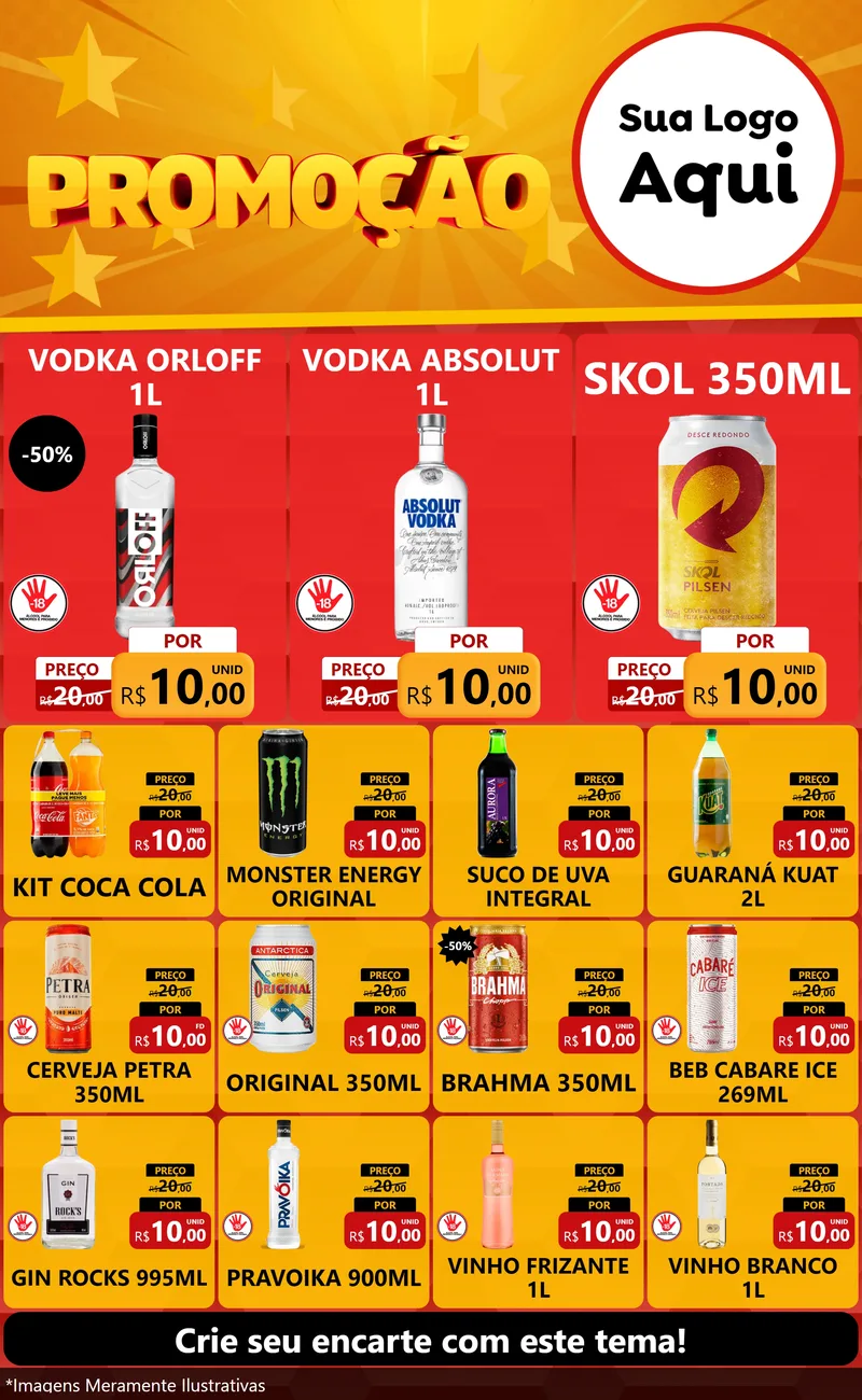 Modelo de Encarte para Encarte Grande com o tema Promoção para Distribuidora de bebidas