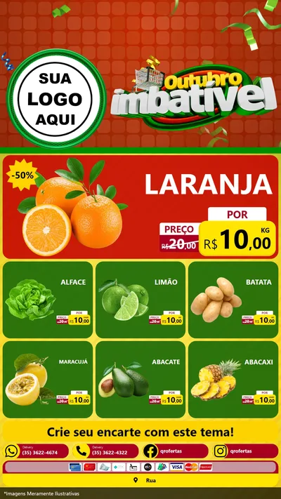 Modelo de Rede Social para Stories com o tema Outubro Imbatível para Hortifrúti