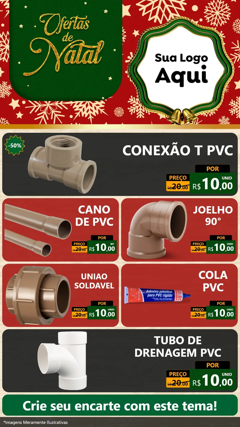 Modelo de TV para TV Vertical com o tema Natal de Ofertas para Tubos e conexões