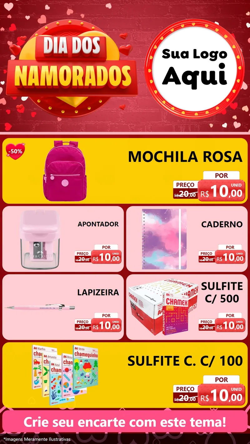 Modelo de TV para TV Vertical com o tema Dia Dos Namorados para Papelaria