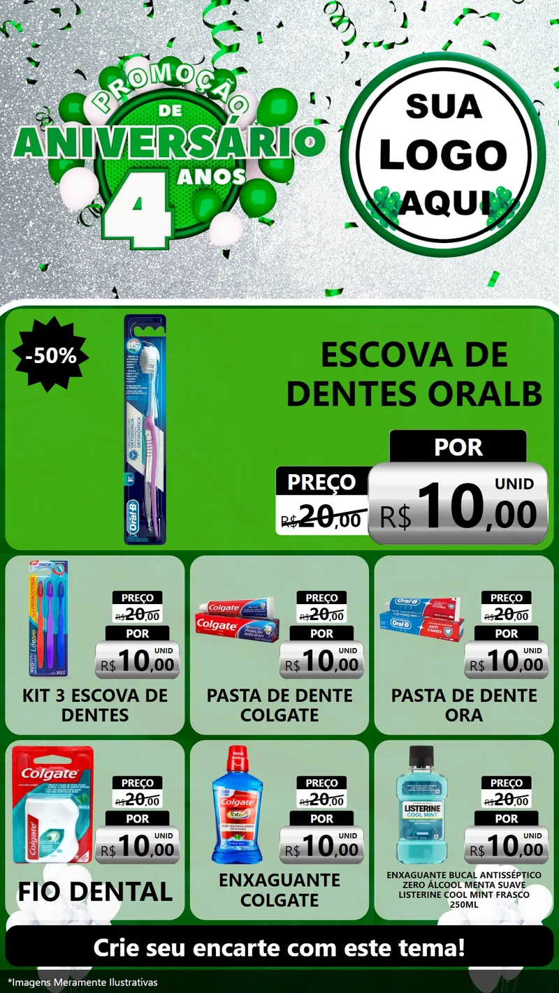 Modelo de Rede Social para Stories com o tema Promoção de Aniversário - 4 Anos para Higiene Pessoal