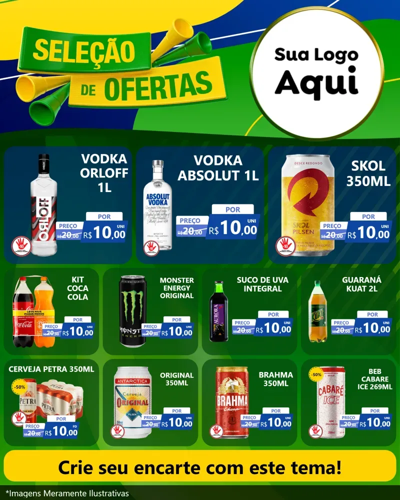 Modelo de Rede Social para Feed Instagram com o tema Seleção de Ofertas - Copa para Distribuidora de bebidas