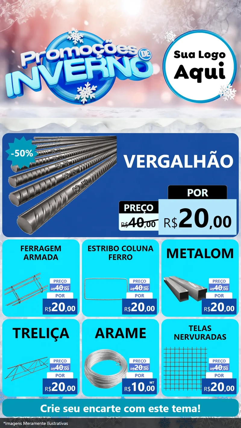 Modelo de Rede Social para Stories com o tema Promoções de Inverno para Ferragens