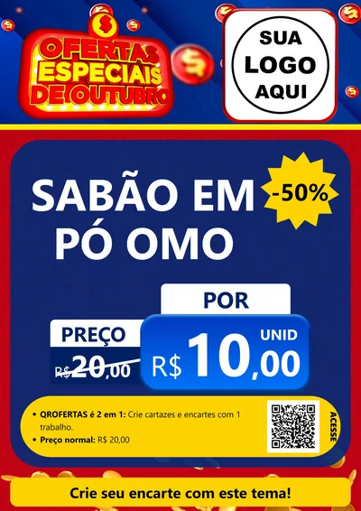 Modelo de Cartaz para Cartaz A4 Vertical com o tema Ofertas Especiais de Outubro para Produtos de Limpeza