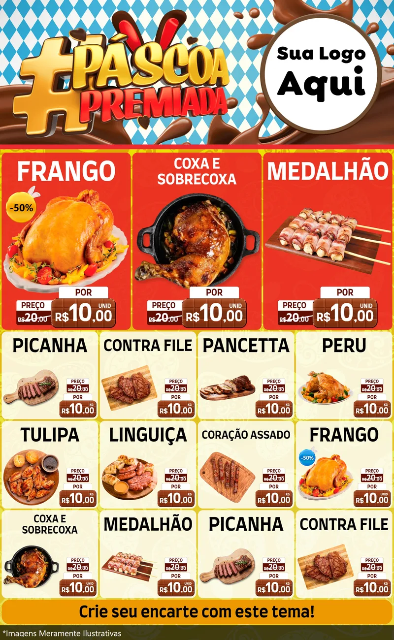 Modelo de Encarte para Encarte Grande com o tema Páscoa Premiada para Assados