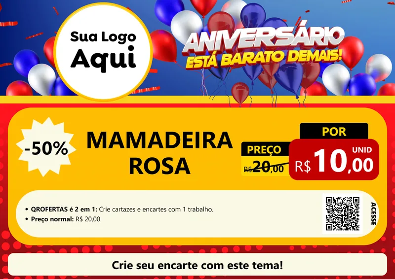 Modelo de Cartaz para Cartaz A4 Horizontal com o tema Aniversário para Bebês