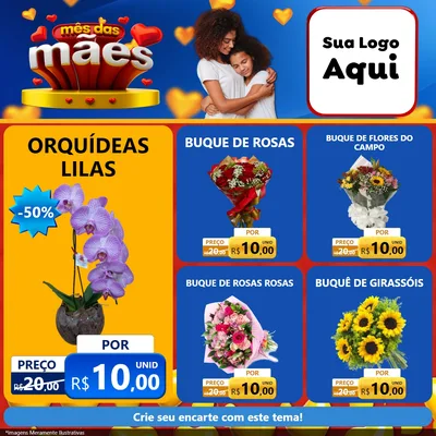 Modelo de Rede Social para Feed Facebook com o tema Mês das Mães para Floricultura e jardim