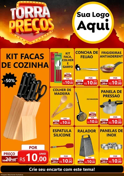 Modelo de Encarte para Encarte A4 Vertical com o tema Torra Preços para Utilidades Domésticas