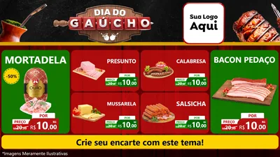 Modelo de TV para TV Horizontal com o tema Dia do Gaúcho para Frios e Laticínios