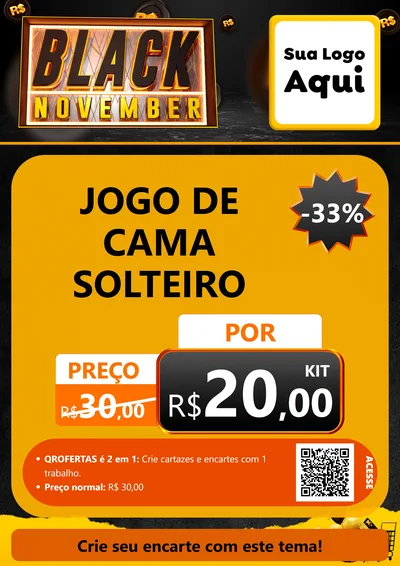 Modelo de Cartaz para Cartaz A4 Vertical com o tema Black November para Cama, Mesa e Banho