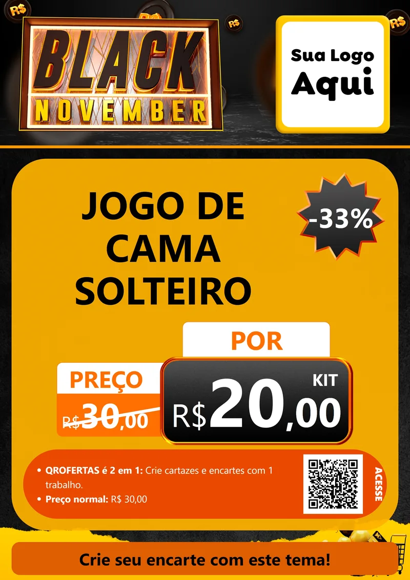 Modelo de Cartaz para Cartaz A4 Vertical com o tema Black November para Cama, Mesa e Banho