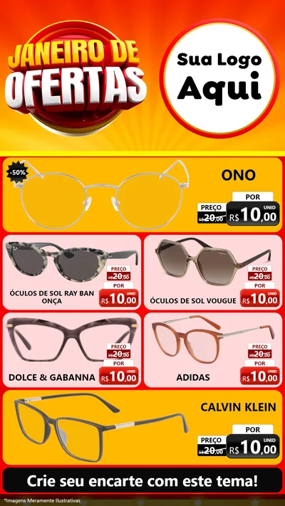 Modelo de TV para TV Vertical com o tema Janeiro de Ofertas para Óticas