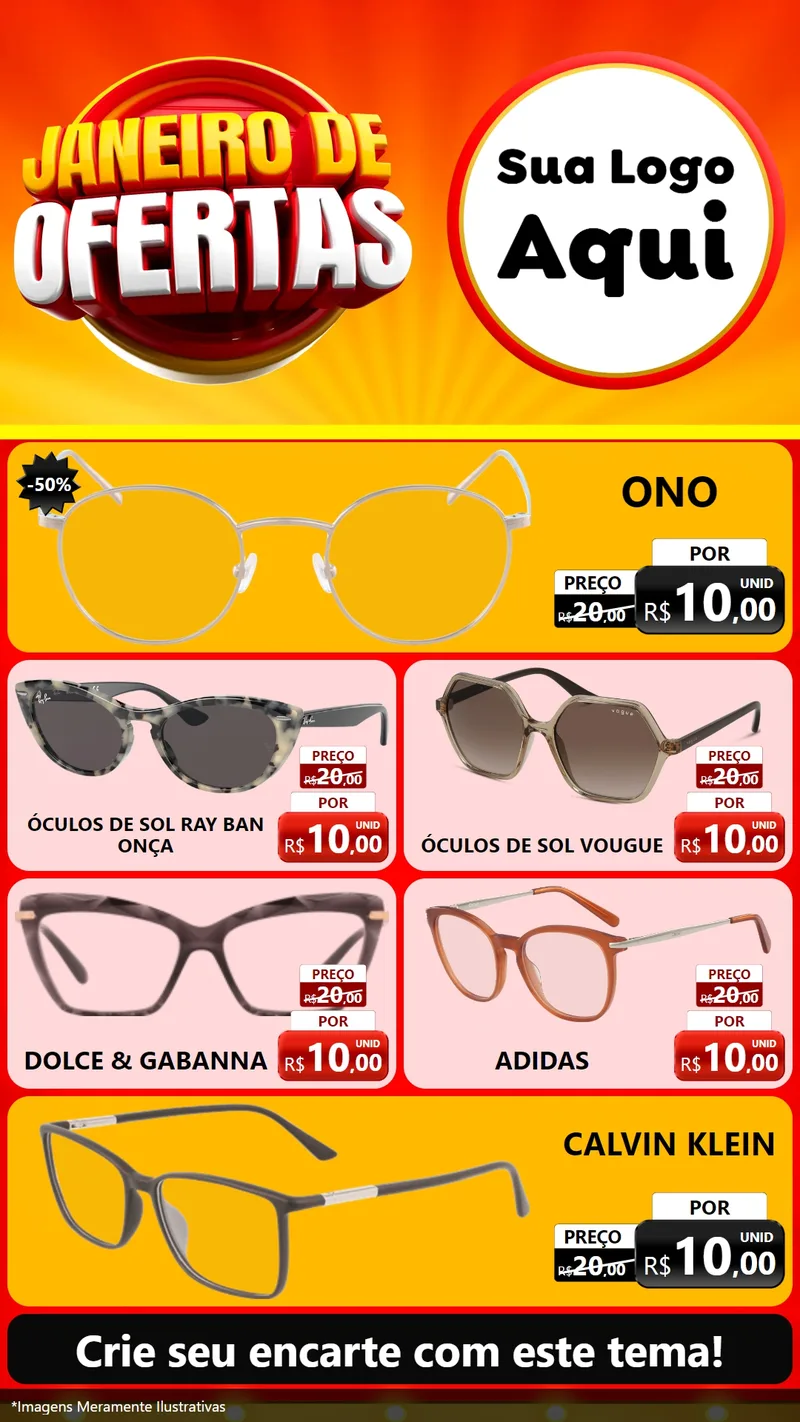 Modelo de TV para TV Vertical com o tema Janeiro de Ofertas para Óticas