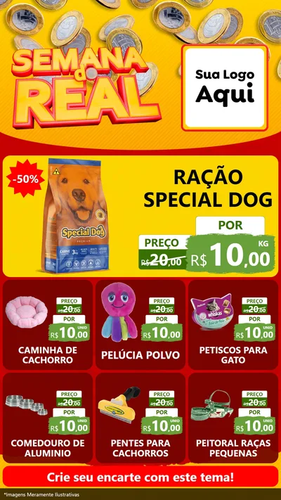 Modelo de Rede Social para Stories com o tema Semana do Real para Pet Shop