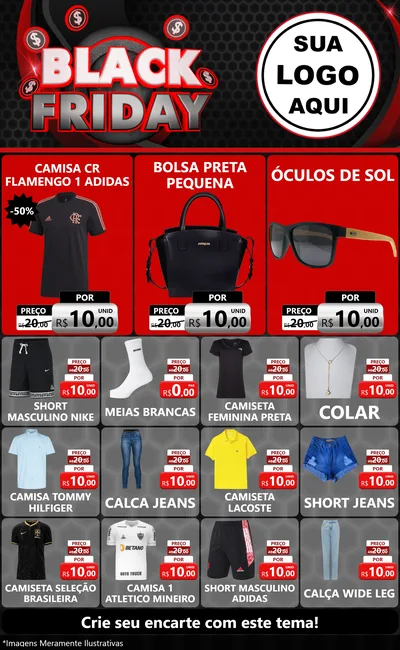Modelo de Encarte para Encarte Grande com o tema Black Friday para Roupas e acessórios