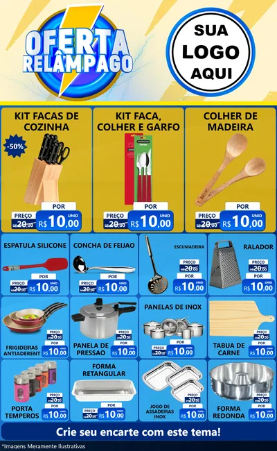 Modelo de Encarte para Encarte Grande com o tema Oferta Relâmpago para Utilidades Domésticas