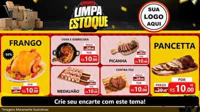 Modelo de TV para TV Horizontal com o tema Operação Limpa Estoque para Assados
