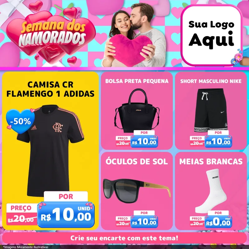 Modelo de Rede Social para Feed Facebook com o tema Semana dos Namorados para Roupas e acessórios