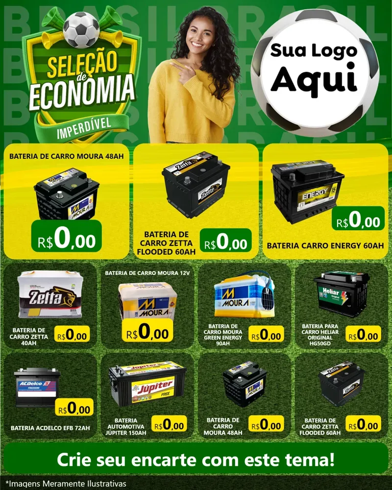 Modelo de Rede Social para Feed Instagram com o tema Seleção de Economia - Copa para Baterias Elétricas