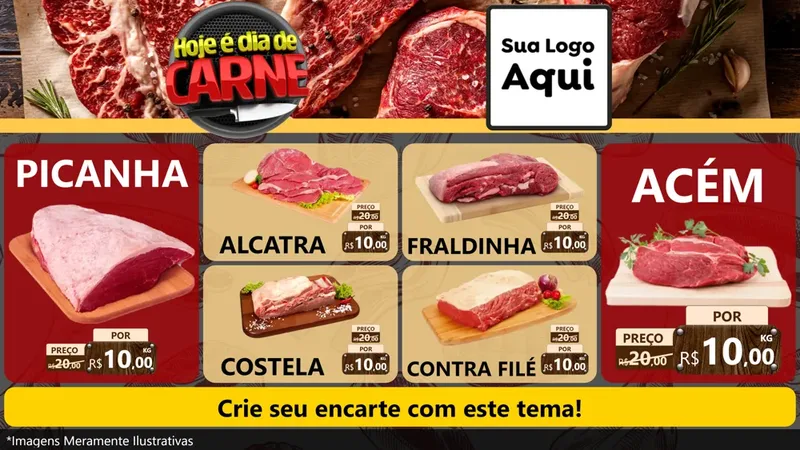 Modelo de TV para TV Horizontal com o tema Hoje É Dia de Carne para Açougue