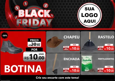 Modelo de Encarte para Encarte A4 Horizontal com o tema Black Friday para Agropecuária