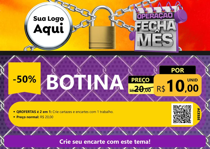 Modelo de Cartaz para Cartaz A4 Horizontal com o tema Operação Fecha Mês para Agropecuária