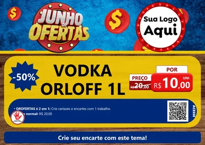 Modelo de Cartaz para Cartaz A4 Horizontal com o tema Junho de Ofertas para Distribuidora de bebidas