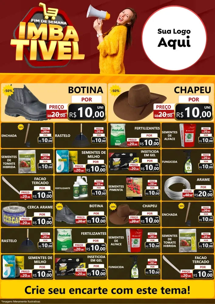 Modelo de Encarte para Encarte A4 Vertical com o tema Fim de Semana Imbatível para Agropecuária