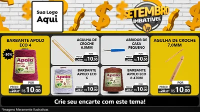 Modelo de TV para TV Horizontal com o tema Setembro Imbatível para Armarinho e Aviamentos