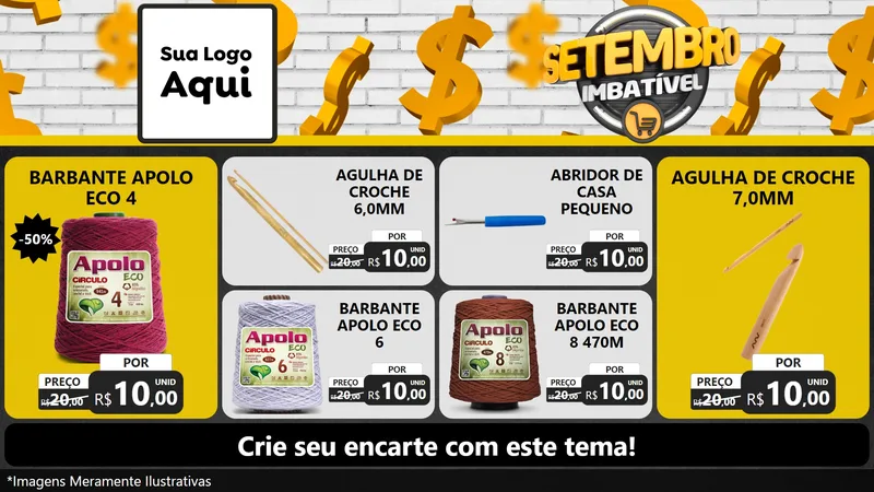 Modelo de TV para TV Horizontal com o tema Setembro Imbatível para Armarinho e Aviamentos