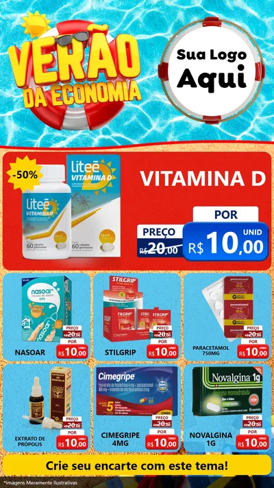 Modelo de Rede Social para Stories com o tema Verão da Economia para Farmácia