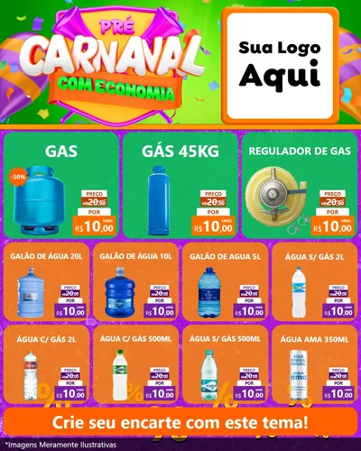 Modelo de Rede Social para Feed Instagram com o tema Pré-Carnaval Com Economia para Água e gás