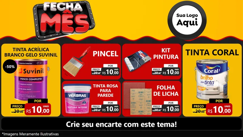 Modelo de TV para TV Horizontal com o tema Fecha Mês para Tintas e Ferramentas