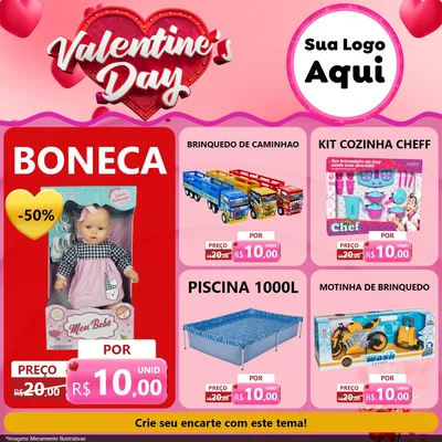 Modelo de Rede Social para Feed Facebook com o tema Valentine's Day para Brinquedos