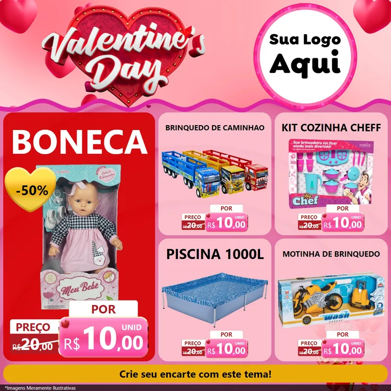 Modelo de Rede Social para Feed Facebook com o tema Valentine's Day para Brinquedos