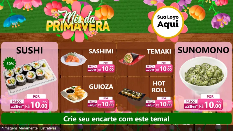 Modelo de TV para TV Horizontal com o tema Mês da Primavera para Comida japonesa